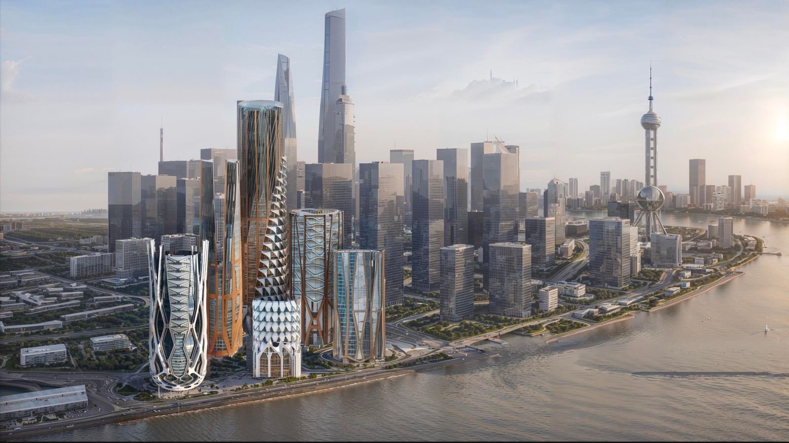 Wie verändert sich die Silhouette von Shanghai wenn noch einige Hochhäuser dazukommen KI liefert immer neue Varianten.