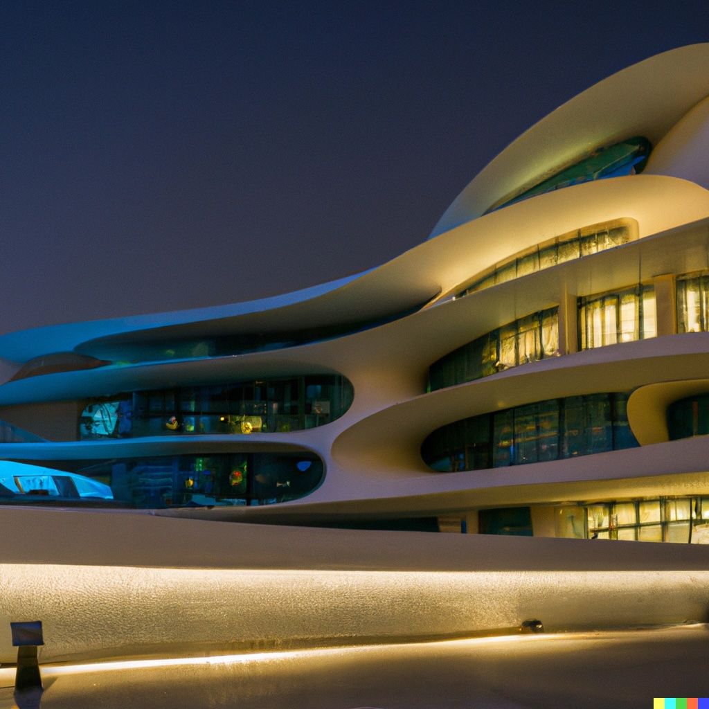 Wie sieht die Fassade bei Nacht aus DALLE vermittelt erste Eindrücke.