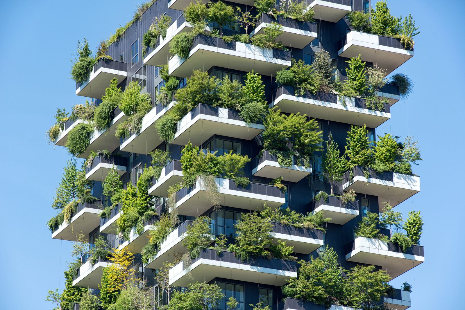 Begrünte Fassade des Hochhauses Bosco Verticale in Mailand