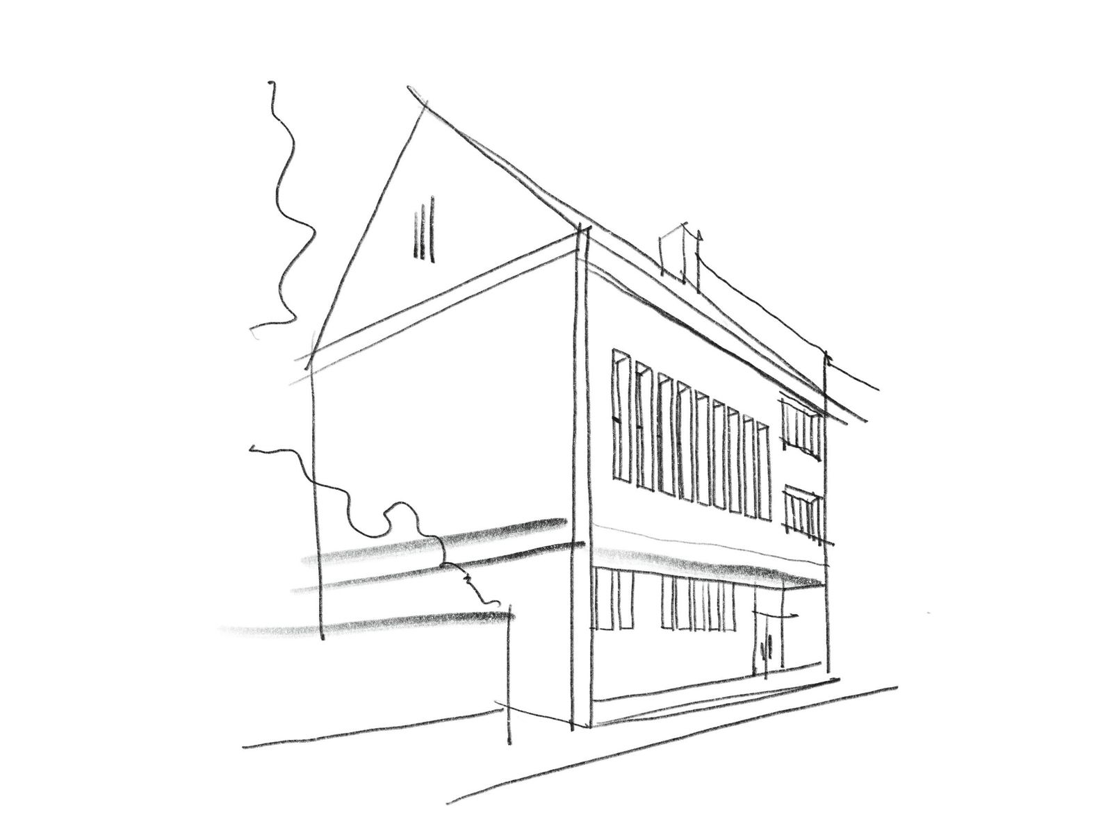 Eine Skizze des Wohnhauses